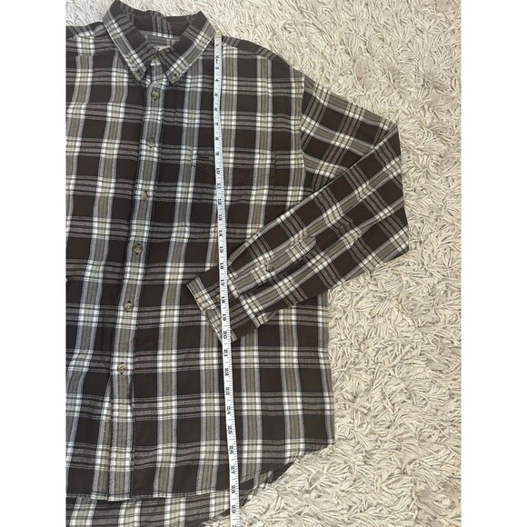 Vintage 80s 90s River Traders Flannel Shirt Brown Plaid Cotton Men’s Large - Picture 4 of 5